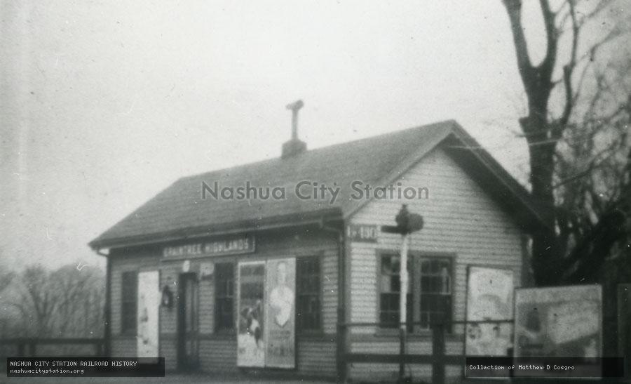 Postcard: Railroad Station, Braintree Highlands, Massachusetts